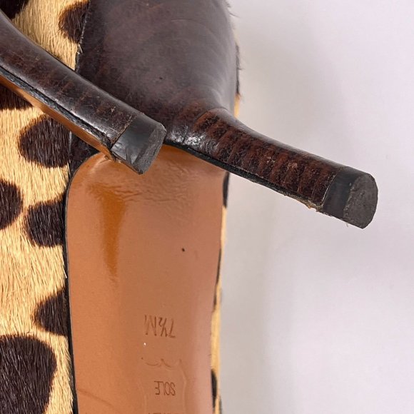 Tory Burch Elizabeth Beige Calf Hair Leopard Print Point Toe Stiletto Pumps 7.5 - Picture 8 of 15